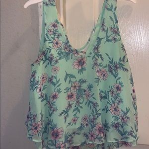 Floral semi-flowy tank top